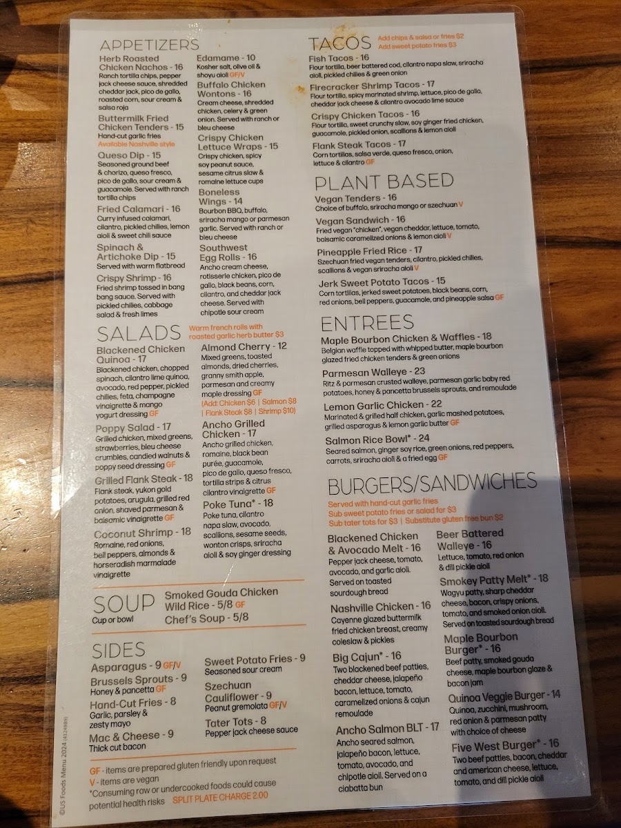 Five West Menu - Image 2